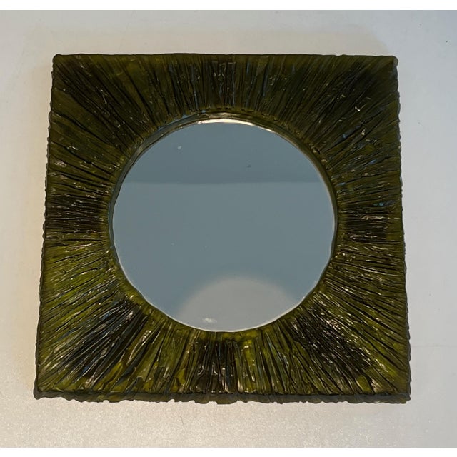 Small green resin mirror. Made in France. Circa 1970 For Sale - Image 12 of 12