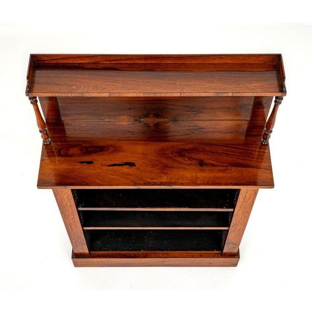 Unusual Early Victorian Open Bookcase. This Bookcase is Raised Upon a Plinth Base. Period Victorian Having 2 Adjustable...