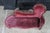 1970s 1970s Miniature Victorian Revival Red Velvet & Carved Mahogany Chaise Lounge Dog Bed For Sale - Image 5 of 13