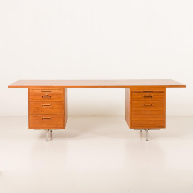 Large Mid-Century Modern Danish Executive Desk in Teak, 1970s For Sale - Image 10 of 18