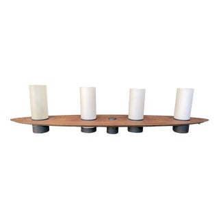 Vintage Scandinavian Surf Teak and Frosted Glass Ceiling Lamp in the style of Goffredo Reggiani, 1970s For Sale