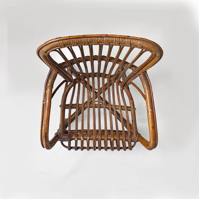 Brown Mid-Century Modern Italian Rattan Armchairs with Armrests, 1960s, Set of 4 For Sale - Image 8 of 18