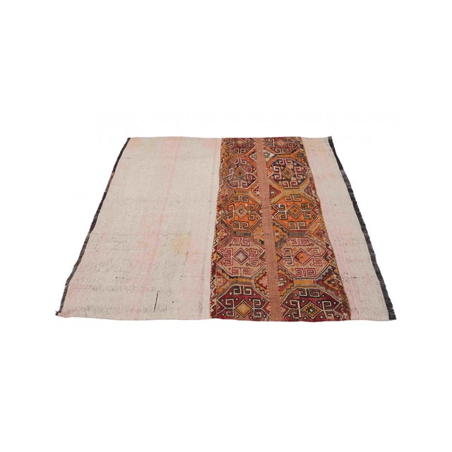 Small Vintage Embroidered Kilim Rug - 3`9″ X 4`1″ Ft. For Sale - Image 4 of 6