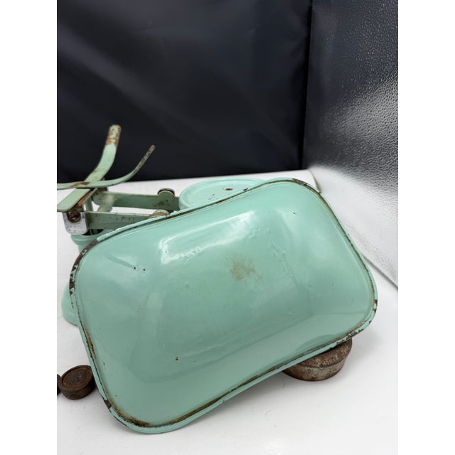Metal Antique Mint Green Kitchen Scale For Sale - Image 7 of 9