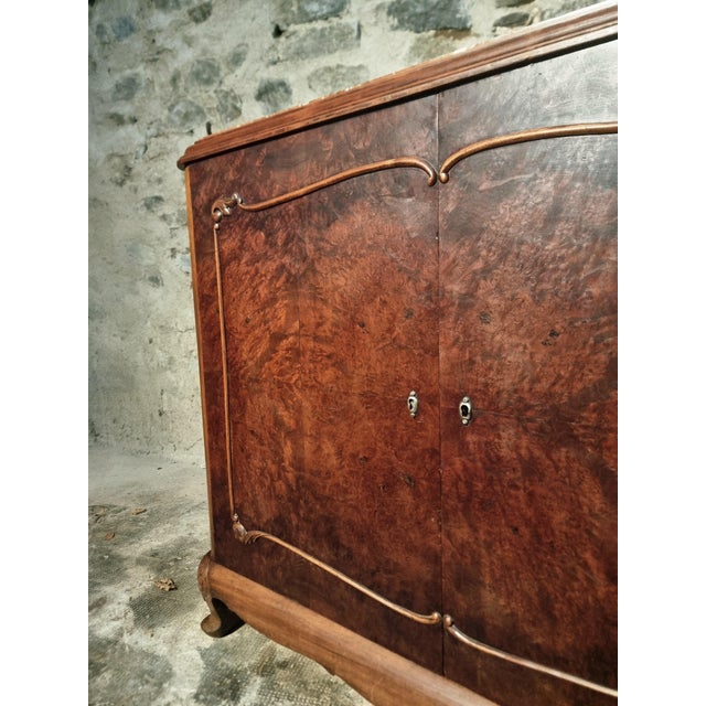 Art Deco French Walnut and Mahogany Sideboard with Marble Top, 1920s For Sale - Image 14 of 18