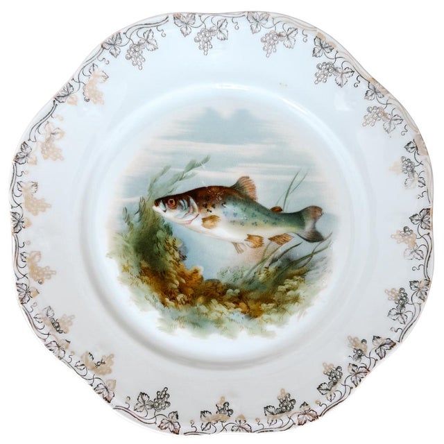 Antique Continental Porcelain Fish Plates – Set of 6 For Sale In San Diego - Image 6 of 14