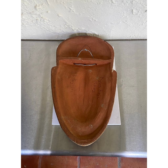 Antique White Signed Douglas Ferguson Pigeon Forge Pottery African Inspired Mask Wall Hanging For Sale - Image 8 of 9