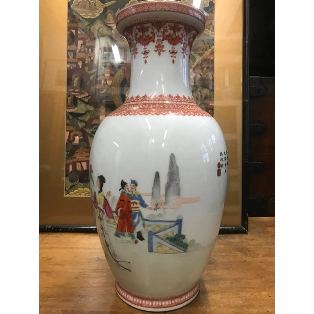 Mid 20th Century Mid-Century Large Chinese Neo-Famille Rose Vase Imperial Style For Sale - Image 5 of 12