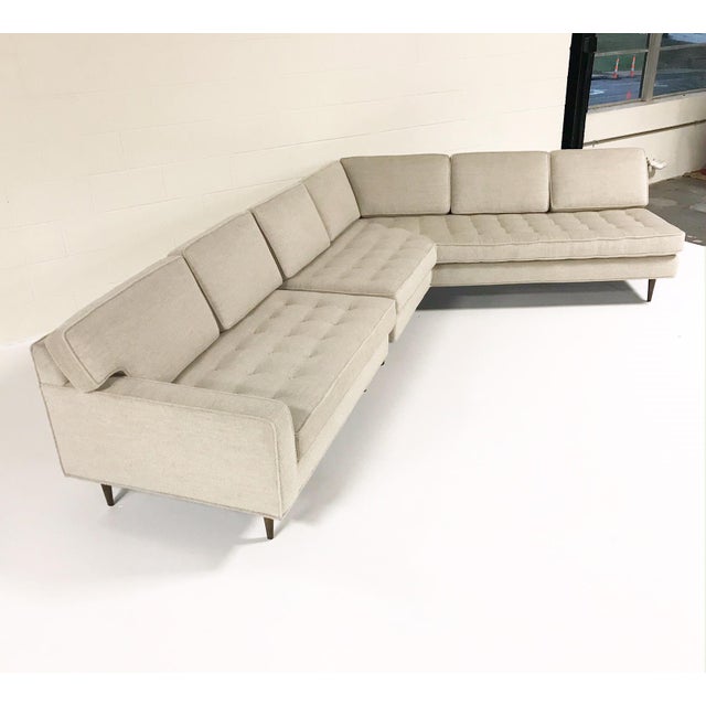 Vintage Mid Century 2 Piece Sectional Sofa Restored In Gray Loro