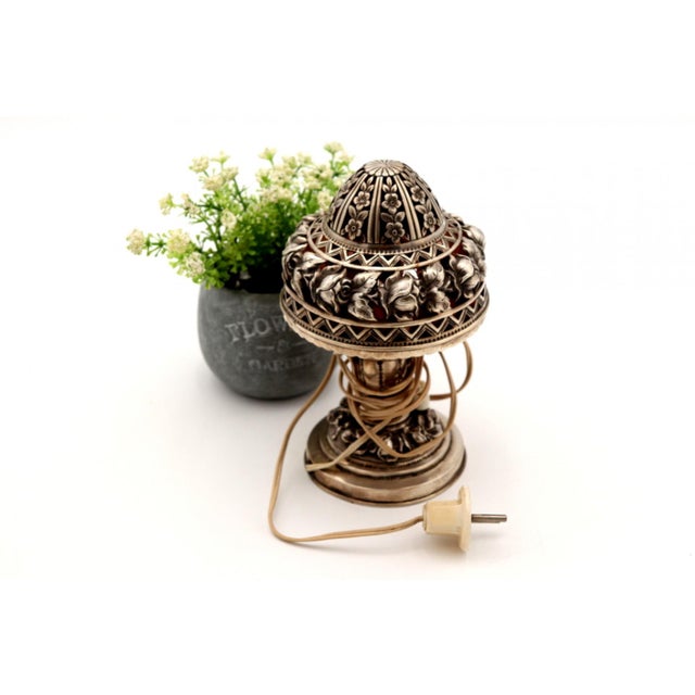 Metal Silver Lampshade with Cut-Out and Embossed Floral Reliefs For Sale - Image 7 of 7