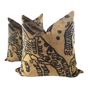 Dedar Tiger Mountain in “Fauve” 22” Down Filled Pillows - A Pair