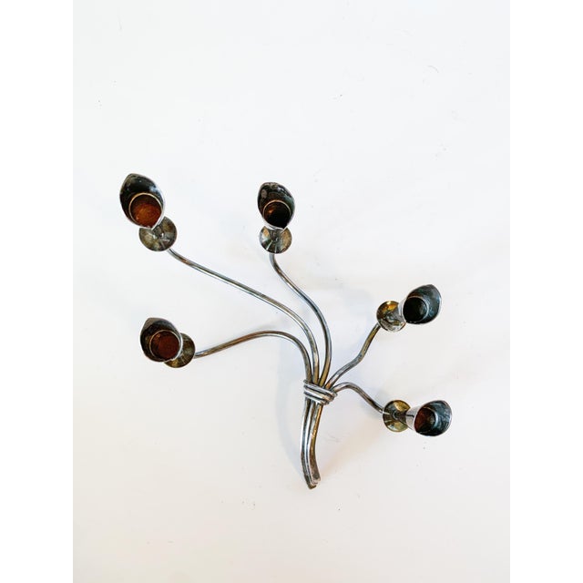Mid Century Danish Hans Jensen Silver Calla Lily Candelabra For Sale - Image 9 of 9
