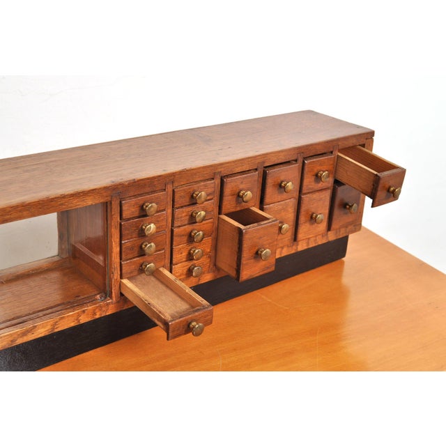 Antique Haberdashery Chest of Drawers in Oak with Display Case, 1910s For Sale - Image 10 of 17