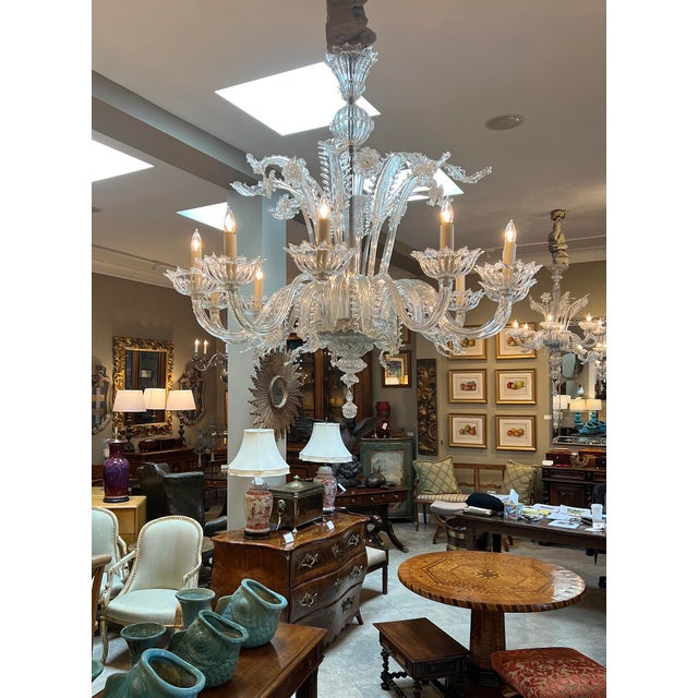 Impressively Large Murano Blown Clear Glass Chandelier With Floral and Foliate Tendrils For Sale - Image 13 of 14