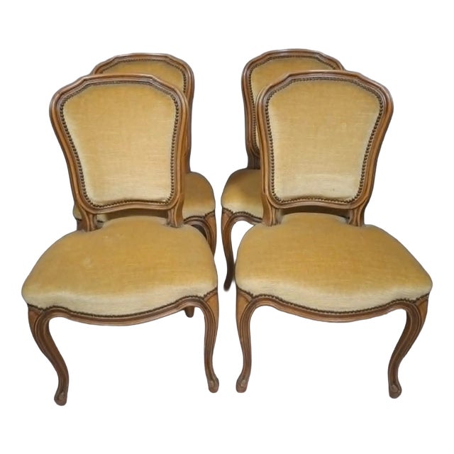 Antique Louis XV Style Chairs in Carved and Ground Wood, Set of 4 For Sale