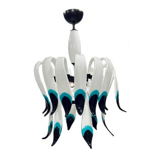 Myran Allan Luxury Lighting Turquoise Murano Glass Chandelier For Sale