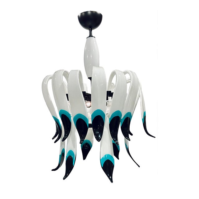 Myran Allan Luxury Lighting Turquoise Murano Glass Chandelier For Sale