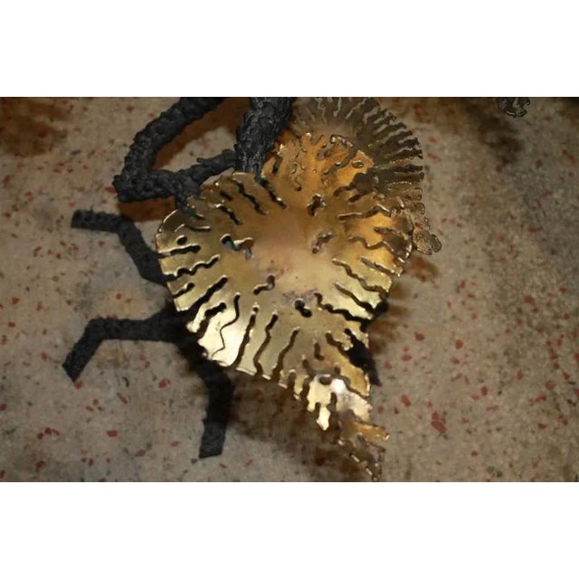 Hollywood Regency Silas Seandel Style Brutalist Bronze Leaves Coffee Table Base For Sale - Image 3 of 12