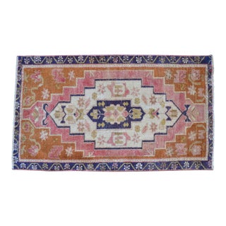 1970s Vintage Hand Knotted Small Rug For Sale