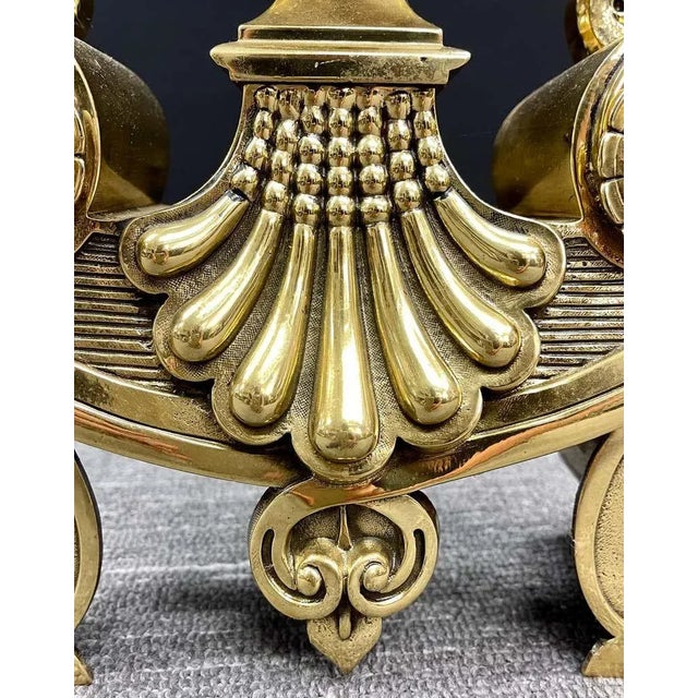 Vintage Polished Bronze Andirons - a Pair For Sale - Image 10 of 11