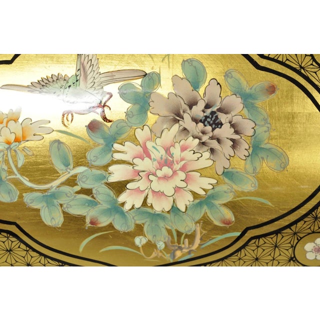 Vintage Chinese Oriental Gold Leaf Dome Lid Jewelry Box W/ Soapstone Figures For Sale - Image 9 of 18