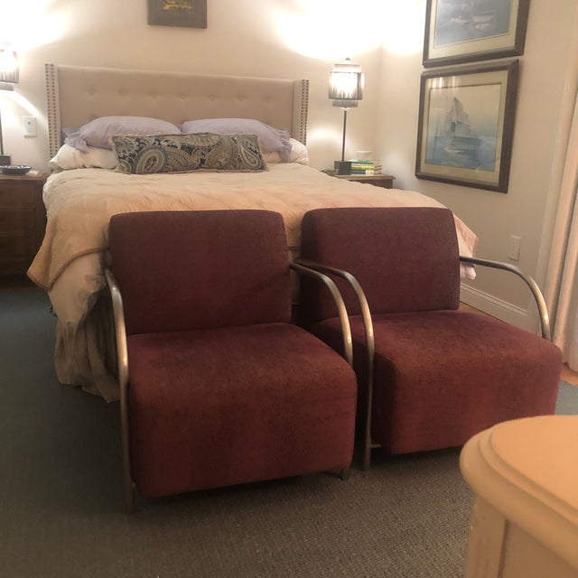 Purple Contemporary Upholstered Aluminum Frame Chairs - A Pair For Sale - Image 8 of 12