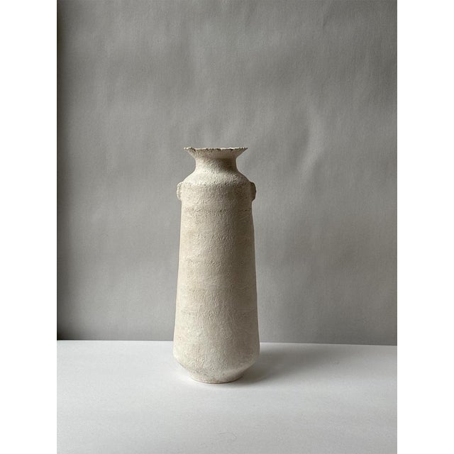 White Stoneware Alavastron Vase by Elena Vasilantonaki For Sale - Image 10 of 16