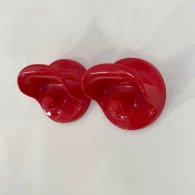 1970s Red Wall Hooks Gancio 4702 by Olaf Von Bohr for Kartell, 1970s, Set of 2 For Sale - Image 5 of 8