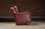 Wood Late 20th Century Pair of Plush Leather Armchairs With Ottoman in Burgundy For Sale - Image 7 of 18