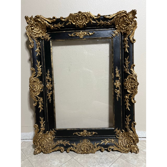 Antique Black & Gilded Wood Frame For Sale - Image 4 of 6
