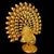 Hollywood Regency Vintage Gilt Metal Peacock Figurine With Faux Pearls & Green Stones - 345g For Sale - Image 3 of 9