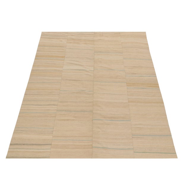 Tribal 1950s Vintage Paneled Persian Kilim in Beige-Brown and Blue Tones by Rug & Kilim For Sale - Image 3 of 8