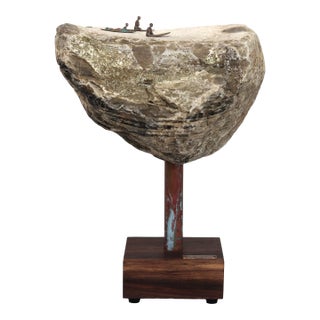 Contemporary Original Surf-Inspired Abstract Sculpture by Kevin Perrault, Figurative Metal and Stone Sulptural Art For Sale
