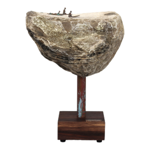 Contemporary Original Surf-Inspired Abstract Sculpture by Kevin Perrault, Figurative Metal and Stone Sulptural Art