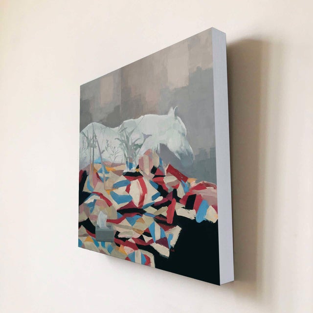 Abstract Languishing by Shelli Langdale | Oil on gallery panel Abstract depiction of a horse on a colorful surface. For Sale - Image 3 of 4