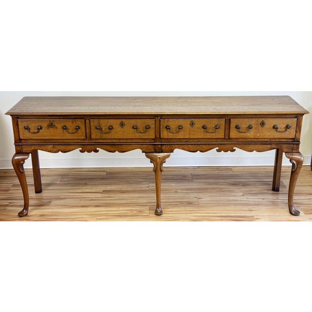Farmhouse Vintage Elongated Queen Anne Style Console Table For Sale - Image 3 of 12