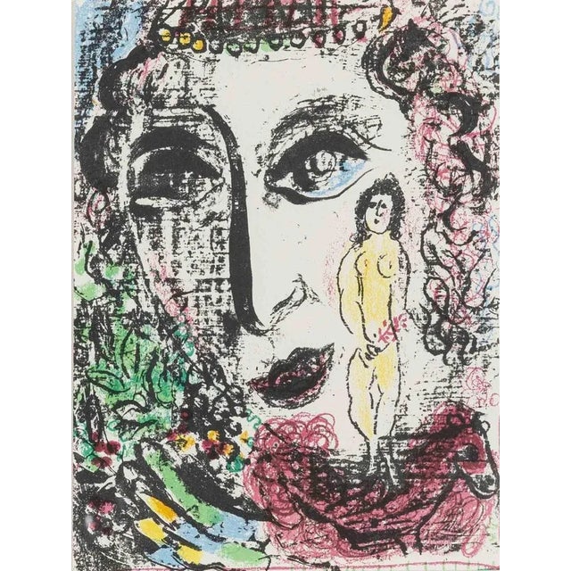 Performing in the circus is an original artwork realized in the 1960s by Marc Chagall. Mixed colored lithograph. The...