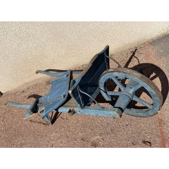 Rustic Blue Wheelbarrow For Sale - Image 6 of 10