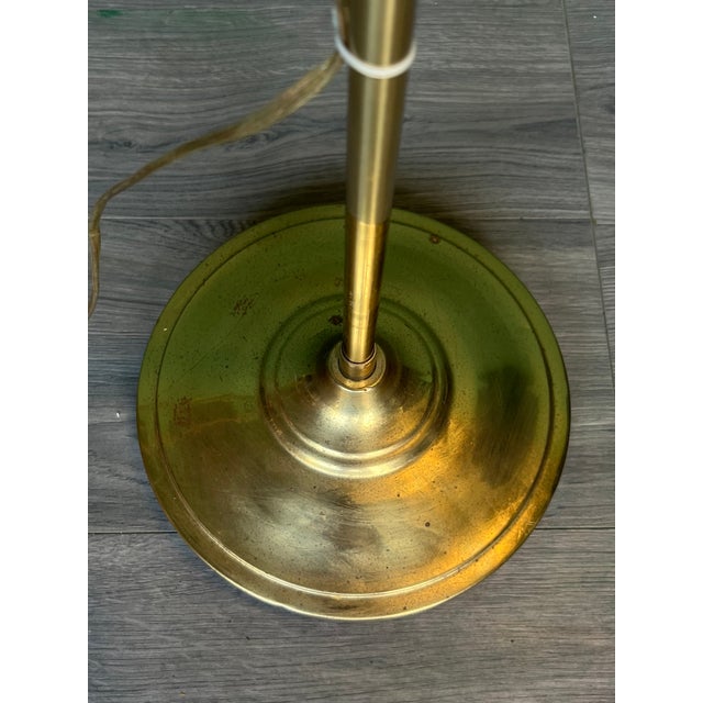 Gold Vintage Mid Century Modern Adjustable Height Clamp Shell Reading Floor Lamp For Sale - Image 8 of 9