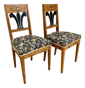 Pair of Antique Inlaid Biedermeier Side Chairs