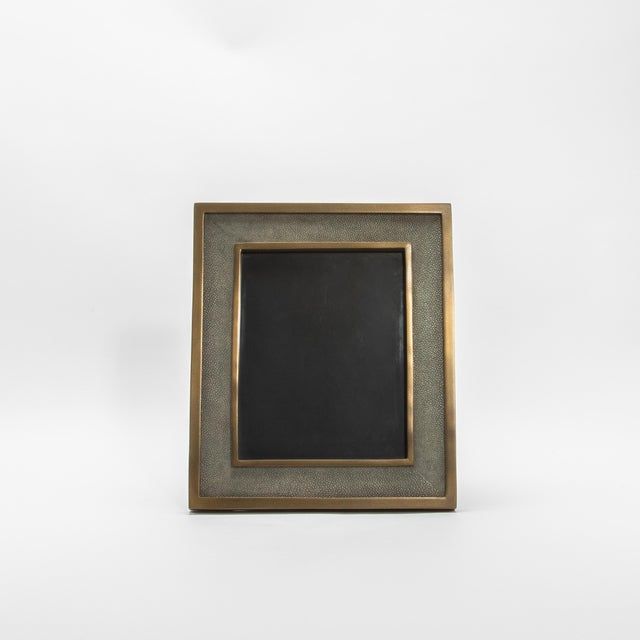 Kifu Paris Picture Frame 8x10” in Grey Shagreen With Brass Details by Kifu Paris For Sale - Image 4 of 8