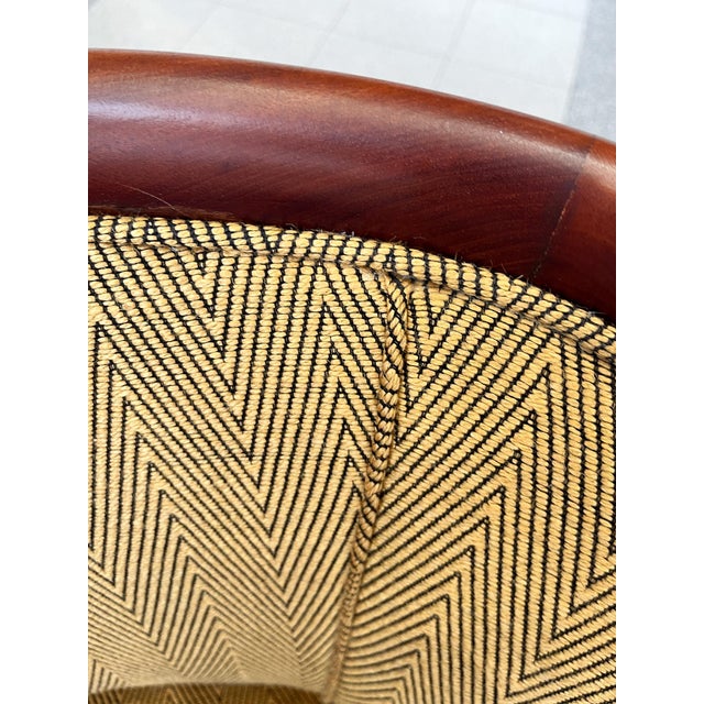 Gold Danish Art Deco Mahogany Lounge Chairs in Donghia Gold Chevron - A Pair For Sale - Image 8 of 15