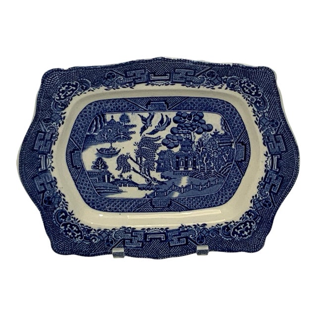Vintage Asian Royal Venton Ware Blue Willow Platter John Steventon & Sons England For Sale
