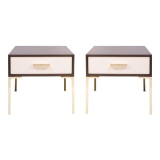 Astor Nightstands in Contrasting Ebony & Ivory by Montage - Pair For Sale