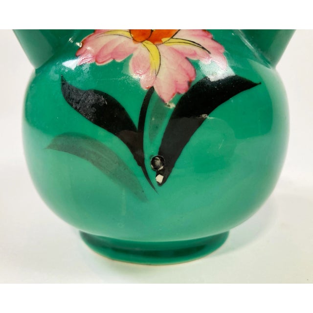 Turquoise Antique Japanese Hand-Painted Porcelain Tulipiere For Sale - Image 8 of 8