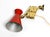 Mid-Century Brass Extendable Scissor Wall Lamp with Aluminum Diabolo Shade in Red and Brass, 1950s For Sale - Image 6 of 18