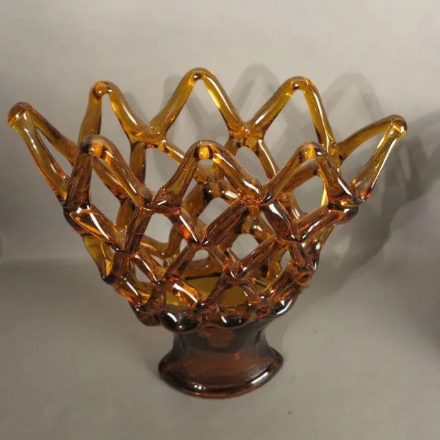 Large Italian Murano Glass Bowl with Grid Pattern from Made Murano Glass, 1950s, in Flawless conditions. Designed 1950 to...