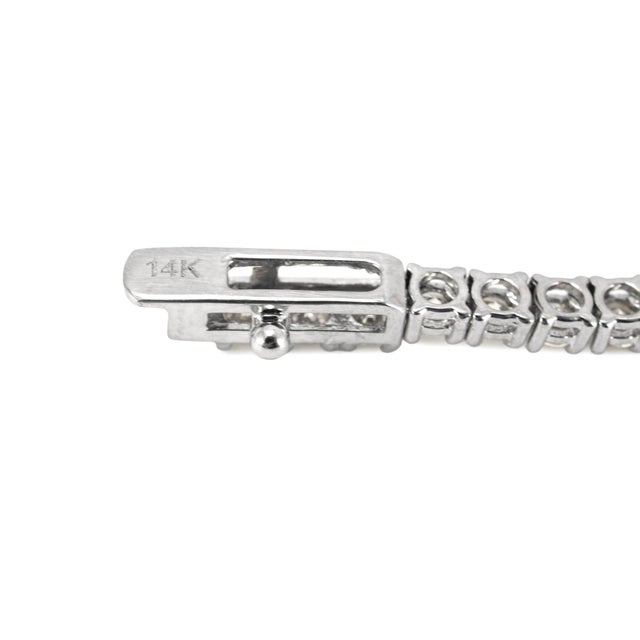 14k White Gold 11.88ct Round Diamond 4 Prongs Tennis Chain Matinee Necklace For Sale - Image 4 of 8