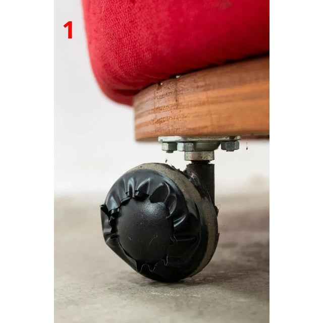 Red Chairs with Wheels, Set of 4 For Sale - Image 10 of 18