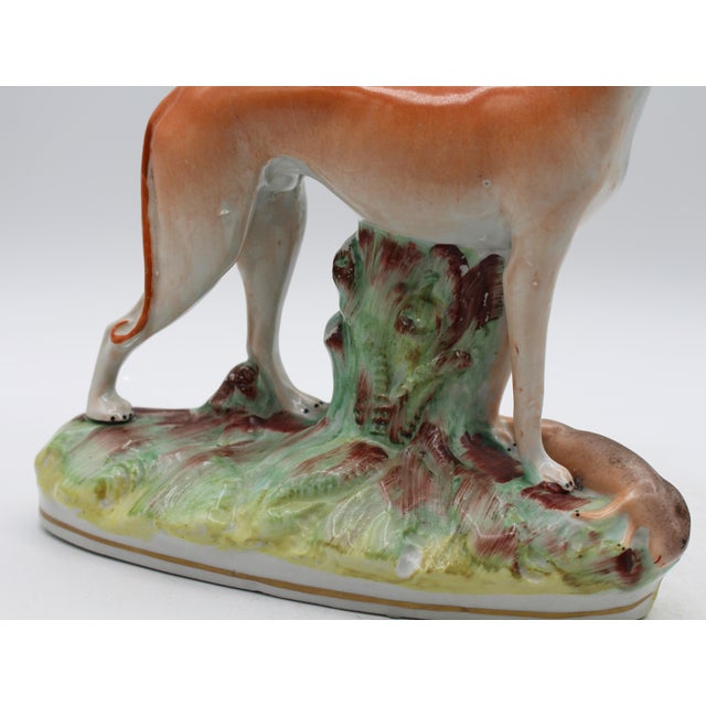 Circa 1860-80 English Staffordshire Pair of Standing Whippets For Sale - Image 9 of 9